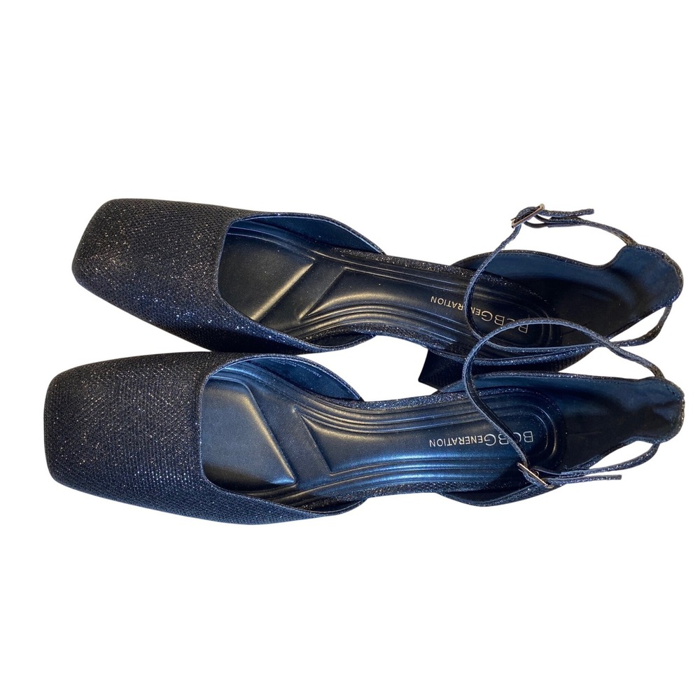 Bcbgeneration Black Glitter Square Toe Block Heel… - image 6